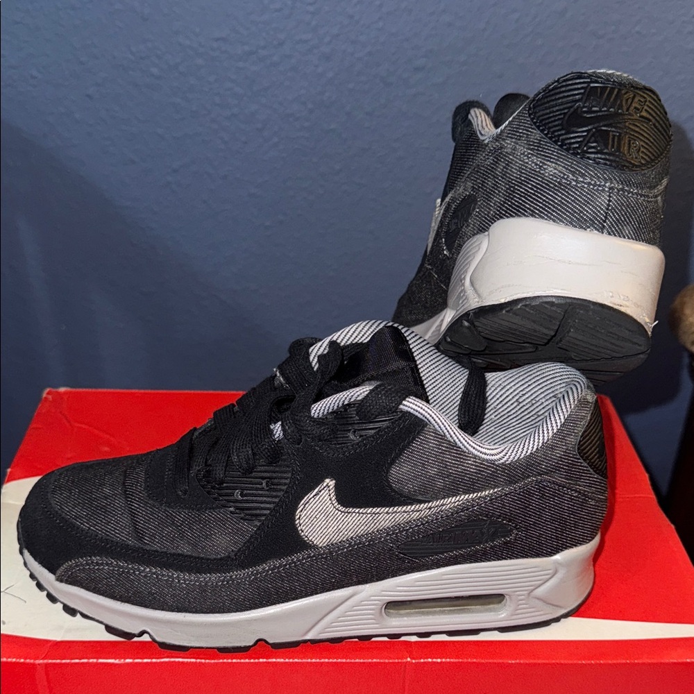 Nike Denim Black and White Air Max Sneakers - Picture 3 of 9